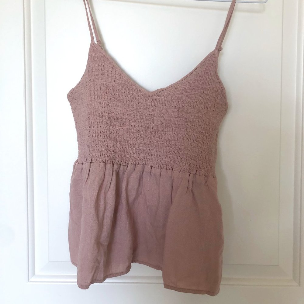 pink american eagle peplum top